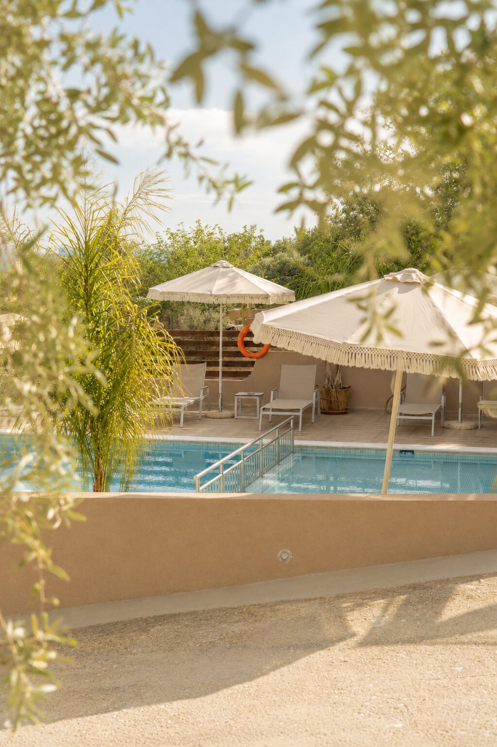 Pool through the garden foliage